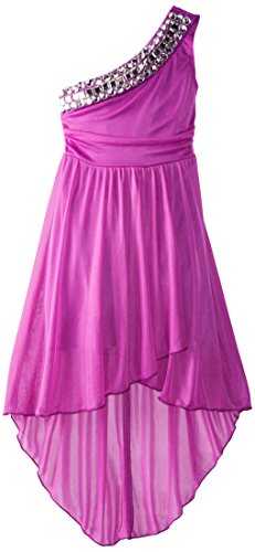 Ruby Rox Girls 7-16 One-Shoulder Dress with Rhinestones