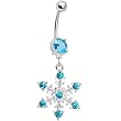 Aqua Gem Snowflake Belly Ring