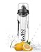IWiN Water Bottle with Fruit Infuser. Large. 32 oz. (900ml) in Color Black. Made in Tritan Plastice and BPA Free.