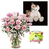 Mother's Day Flowers and Treats - Mommy Tenderheart Elegant Pink Roses and Mother's Day Cookies