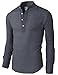 H2H Mens Casual Slim Fit Linen Henley Lightweight Roll-up Sleeve Shirt