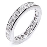 Platinum Princess Cut Diamond Channel Set Full Circle Wedding Band, Ring Size 6.25, CTW 3.90