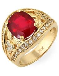 4.7 Ct Natural Ruby and Diamond Ring 14k Gold