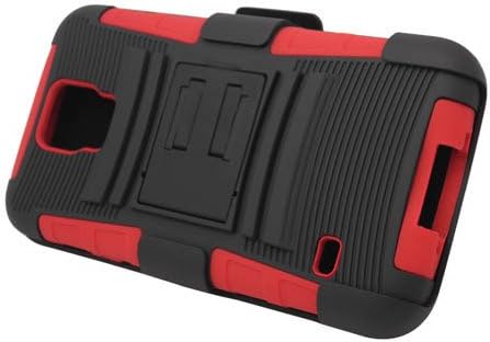 Airix Samsung Galaxy S5 Super Armor Heavy Duty Rugged Hybrid Hard Case Cover Belt Swivel Clip Holster (Red/Black)