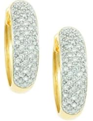 1.40 ct Ladys Round Cut Diamond Haggies Earrings in Pave Setting in 18 karat Yellow Gold