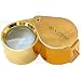 CostMad Jewellers Jewellery Pocket Loupe High Powered 30 x 21 mm Magnifier Magnifying Magnification Glass Eye Lens Pieces and free Case Chrome Finish for Map, Dictionary reading, Jeweller, etc (Gold)