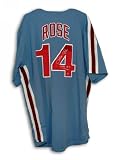 Autographed Pete Rose Philadelphia Phillies Blue Majestic Jersey Inscribed 80 WS Champs