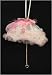 6" Pink Tulle & Fur Victorian Umbrella Christmas Ornament
