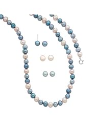 Teal, Light Grey and Peach Freshwater Cultured Pearl Set