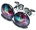 Galaxy Universe Space Unisex Mens Womens Stainless Steel Stud Earrings (9.5 Millimeters)