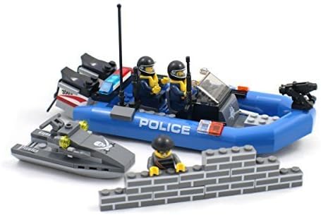 Police Speed Boat and Thief Minifigure on a Jet Ski - Building Block Toy