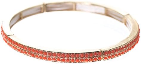 Orange Rhinestone Stretch Bracelet Goldtone
