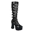 4 3/4 Inch Trendy Gothic Boot Black Platform Boot Knee High Boots 8 Buckled
