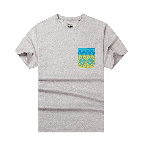Beautiful Giant Men's Jacquard Pocket T-Shirt Crew-Neck Short Sleeve Tee Pocket Tee