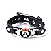 Hot PS4 Game Overwatch Alloy Logo Bracelet Fashion Black Leather Wristband Bracelet