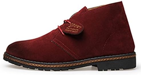 SITYLE Men's Leather Casual Boots Lace Up Ankle Boots Suede Leather Oxford Shoes,US 10,Red