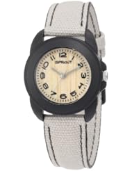 Sprout Womens ST/1033BKBKKH Khaki Organic Cotton Strap Bamboo Dial  Watch