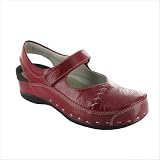 Strap Cloggy Women's Shoes in Red Varnished color: Brown, Size: 11-11.5