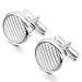 INBLUE Men's Rhodium Plated Carbon Fiber Cufflinks Silver Tone White Stud Set Tuxedo