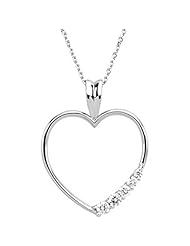 14K White Gold Diamond Journey Heart Necklace - 0.20 Ct. -- LIFETIME WARRANTY