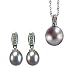 Dewdrop Lavender Cultured Pearl 14k White Gold Diamond Pendant Necklace & Earrings Set - Dahlia Classic Collection