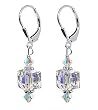 SCER053 Made with Swarovski Elements&reg; 8mm Clear Cube Crystal Sterling Silver Leverback 1.5" Long Drop Earrings