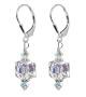 SCER053 Made with Swarovski Elements� 8mm Clear Cube Crystal Sterling Silver Leverback 1.5" Long Drop Earrings
