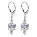 SCER053 Made with Swarovski Elements� 8mm Clear Cube Crystal Sterling Silver Leverback 1.5" Long Drop Earrings