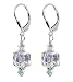 Dazzling Clear Swarovski Cube Crystal Sterling Silver Leverback 1.5" Long Drop Earrings