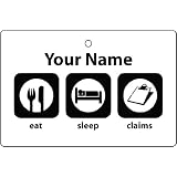 CUSTOM EAT SLEEP CLAIMS CAR AIR FRESHENER'