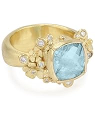 Vibes "Fairytale" 18 Karat Gold Aquamarine and Diamond Ring, Size 5.5