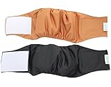 Wegreeco Brown Black Male Dog Belly Band (Pack of 2) - Washable Dog Diapers for Males (Small,13"-16" waist)