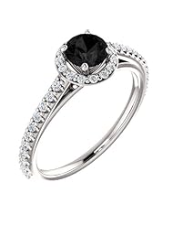Platinum Round Cut Black and White Diamond Halo-Style Ring -- LIFETIME WARRANTY