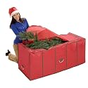 Deluxe Rolling Christmas Tree Storage Bag - Up to 8.5' Trees (Red/Green) (24"H x 24"W x 58"D)