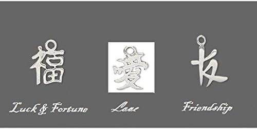 Multi Wrap Red String with Antiqued sterling silver Chinese symbol Love, Good luck &amp; Fortune or Friendship Charm Bracelet