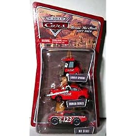 Click here to buy Disney Pixar CARS 1:55 Die Cast Figure 3-Pack Team No Stall (Shirley Spinout, Roman Dunes and No....