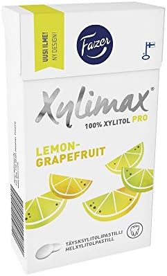 4 Boxes X 38g of Fazer Xylimax Lemon - Grapefruit 100% Xylitol Finnish Fruit Pastilles Drops Dragees Sweets Candy Mints