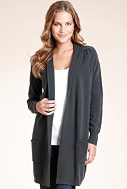 Pure Cashmere Open Front Long Sleeve Knitted Cardigan