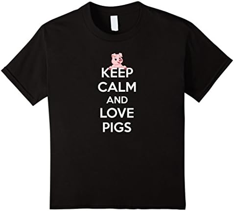 Keep Calm And Love Pigs T-Shirt - Kids 10 - Black