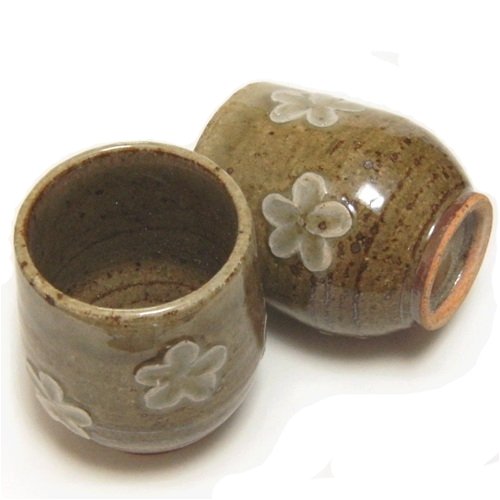 小花の手作り湯飲み2個SET