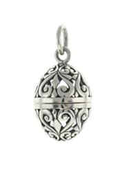Egg Locket Pendant Filigree Sterling Silver