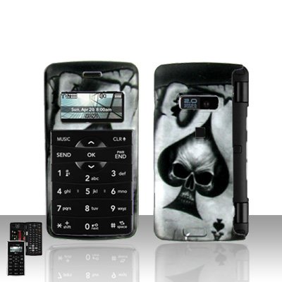 New Black Silver Ace Skull Spade Rubber Lg Vx9100 Env2 Envy 2 Snap on Cell Phone Case