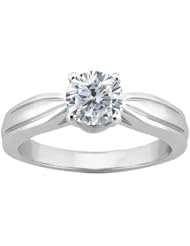 0.90 Ct Round H/I I1 Diamond 18K White Gold Ring