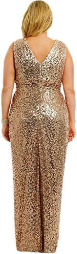 Dress U Women's Plus Bridesmaid Dresses Sequin Formal Evening Prom Gown Party Size 24W US Gold