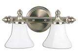 Price Pfister 7682-71  Catalina Vanity, 2 Light, Opal White Glass with Brushed Nickel Finish