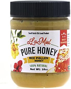 aLaMiel Raw Bee Pollen Honey - Made in USA - 100% Natural &amp; Local - Small Batch Domestic Product 1lb (16oz or 454grams)