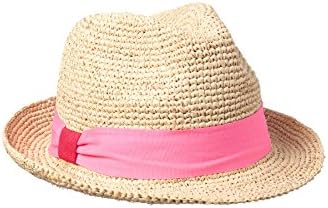 Hat Attack Women's Crochet Raffia and Pink Fedora Natural/Pink One
