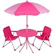 Kids 4pc Garden Patio Furniture Set Pink Table Parasol Folding Camping Chairs