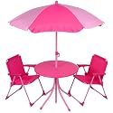 Kids 4pc Garden Patio Furniture Set Pink Table Parasol Folding Camping Chairs