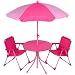 Kids 4pc Garden Patio Furniture Set Pink Table Parasol Folding Camping Chairs